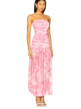 NWT Bardot Solana Mesh Maxi Dress in Pink Flora